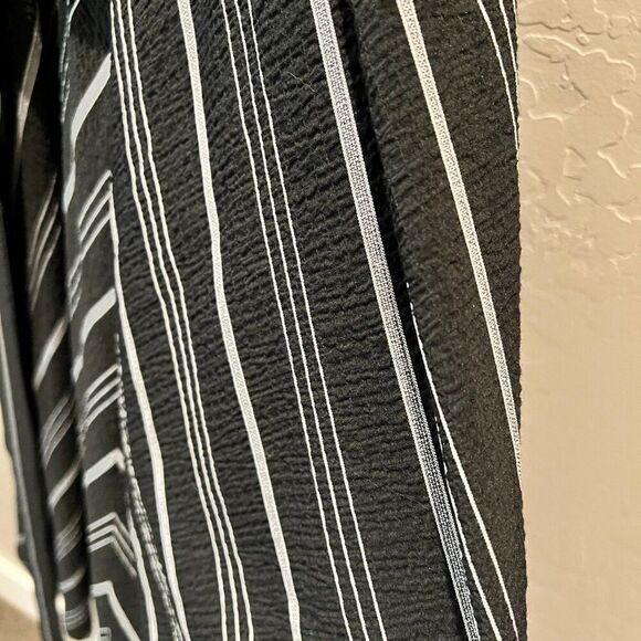 Tommy Hilfiger Halter Midi Dress Striped Crinkle Gauze Waist Tie Black Gray 12 - Picture 8 of 16